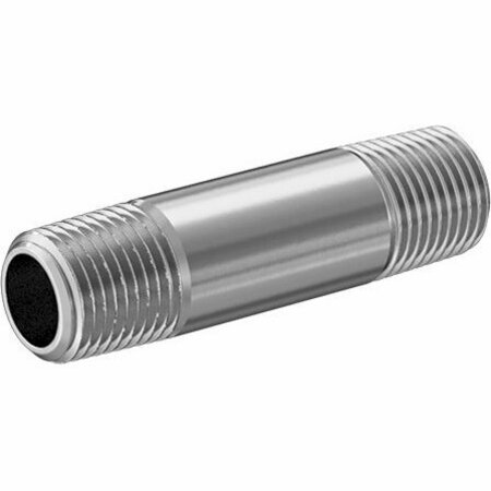 BSC PREFERRED Standard-Wall 304/304L Stainless ST Threaded Pipe Threaded on Both Ends 1/8 BSPT x NPT 1-1/2 Long 2427K112